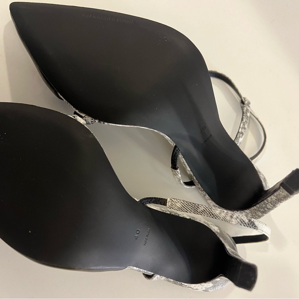 Alexander Wang Black and Gray Leather Slingback Heels - Picture 3 of 4